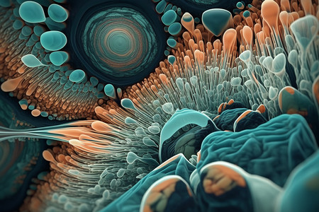 生物体内部的抽象场景3D概念图背景图片