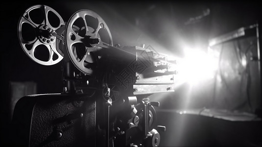 后期剪辑老式电影放映机的特写镜头设计图片