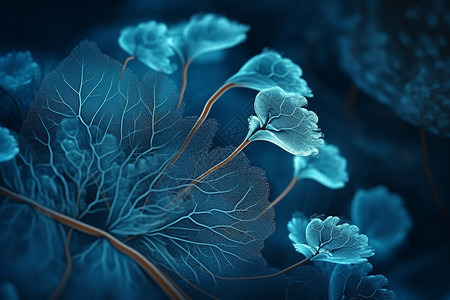 抽象蓝花景观3D概念图背景图片