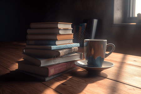 书籍和咖啡图背景图片
