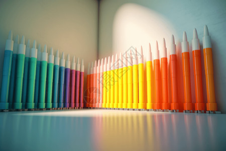 彩色文具荧光笔集合概念图设计图片
