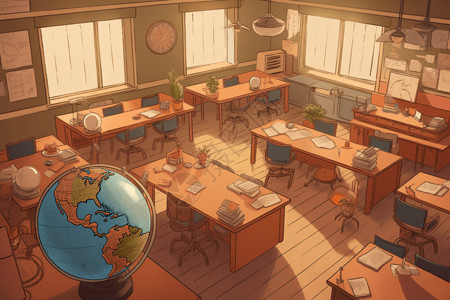 地理研究教室插图背景图片