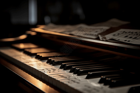 钢琴乐谱音乐键盘和乐谱设计图片