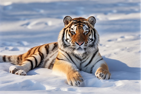 白雪中的老虎图片