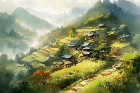 中国乡村的美景背景图片