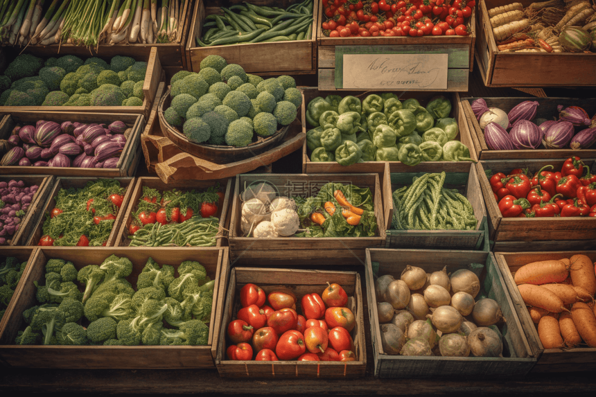 农贸市场摊位上的蔬菜图片