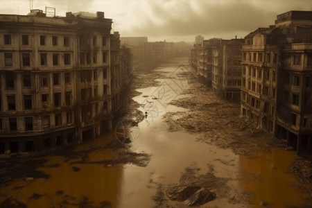 酸雨污染荒废的城市图片