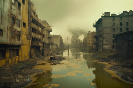 被酸雨污染的城市高清图片
