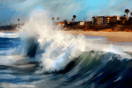巨浪拍打着沙滩图片