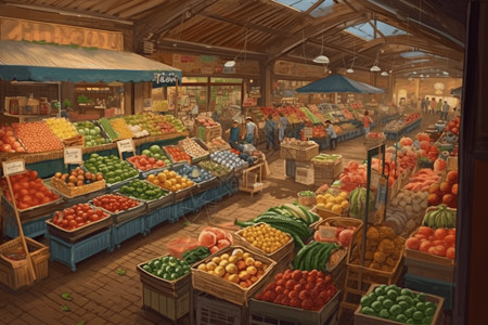 摆满果蔬的市场图片