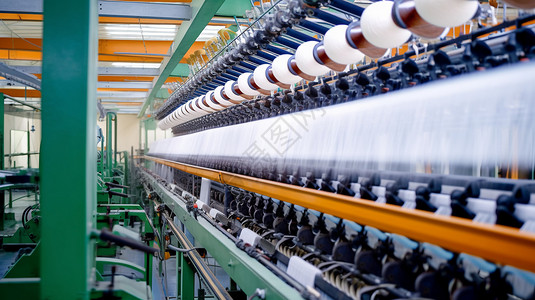 纺织厂工业织造生产线实拍图片