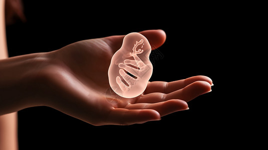 新一婴儿素材女人手中的胚胎设计图片