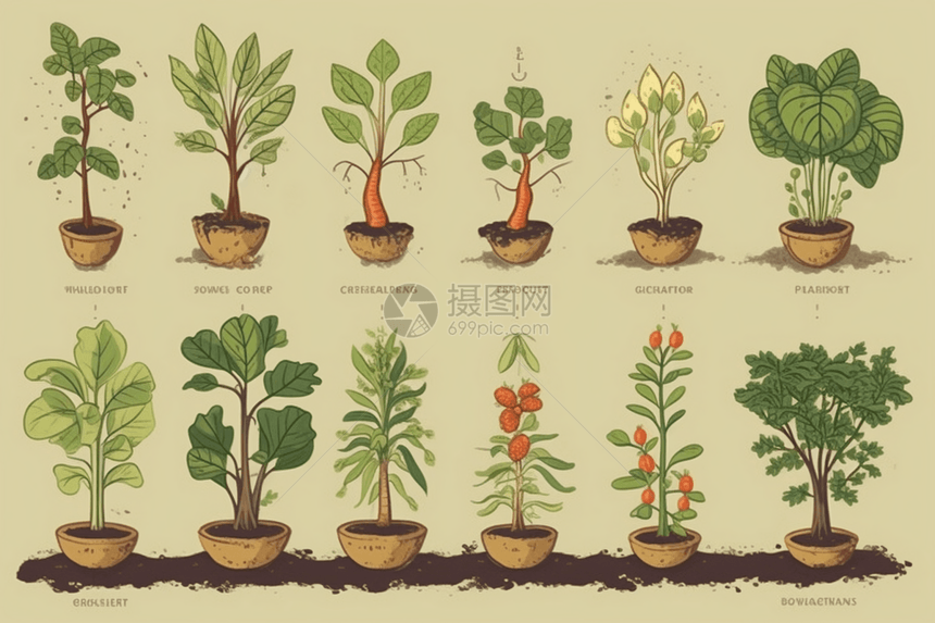 中草药植物的生长过程插图图片