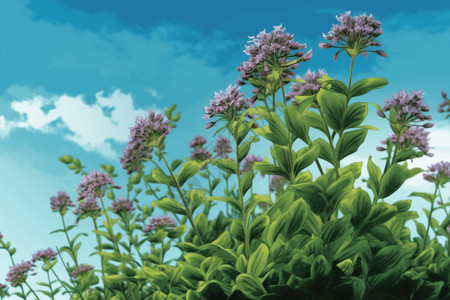 紫色植物在其自然环境中的插图图片