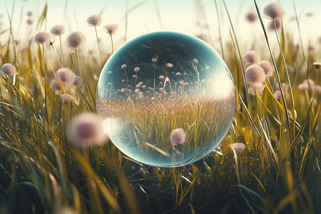 抽象梦幻的水晶球和植物图片