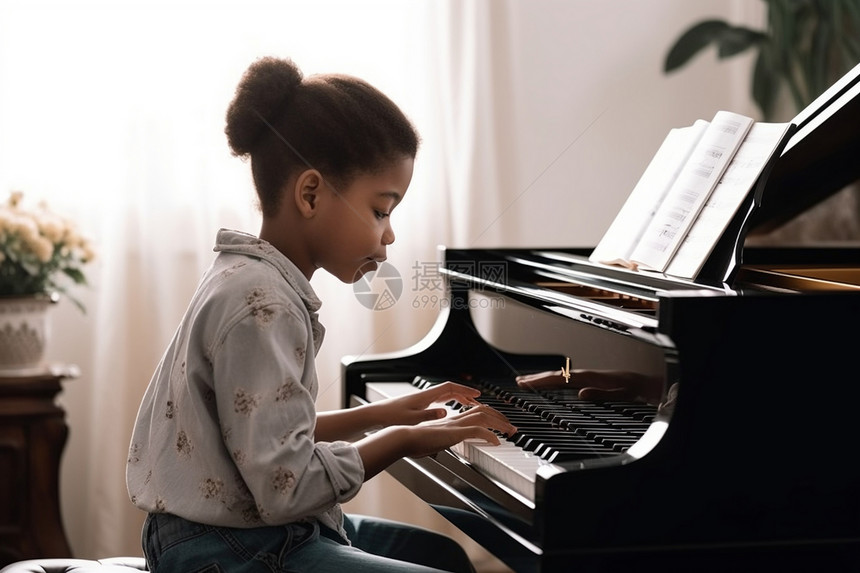 弹钢琴的孩子图片