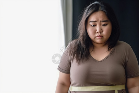 女人因为肥胖感动焦虑背景图片