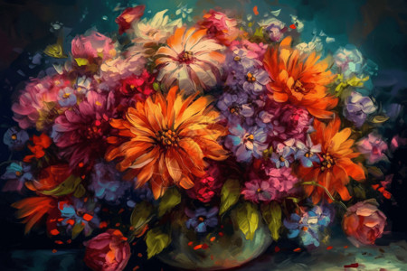 混合花朵水彩画图片