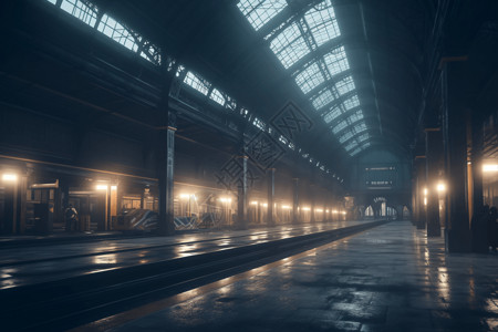 深色背景的火车站背景图片