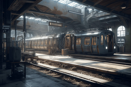 工业的火车站站台背景图片