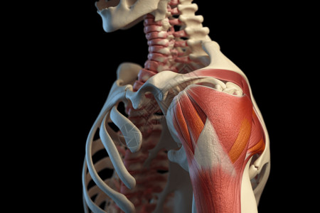 软骨磨损肩袖损伤的肩关节的详细3D模型设计图片