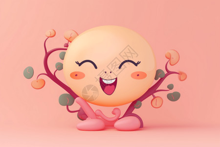 人体卵巢卡通创意桃子背景高清图片