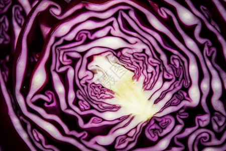 切板和红洋葱宏观镜头切红卷心菜设计图片