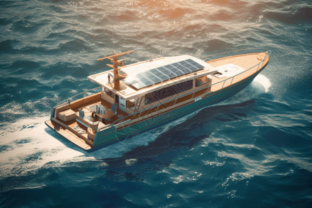 航行中的船航行中的太阳能板轮船设计图片