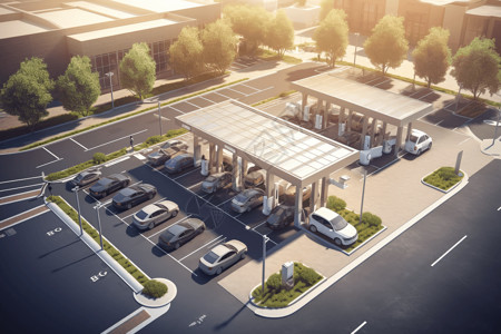 停車場现代化能源车充电站设计图片