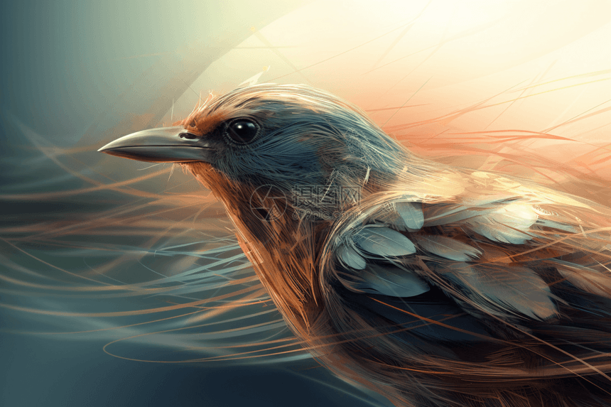 鸟类创意平面插图图片