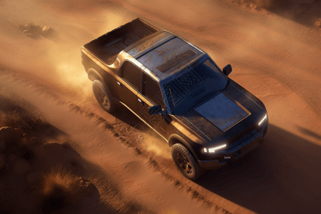 沙漠中越野车沙漠中高速行驶中的卡车设计图片