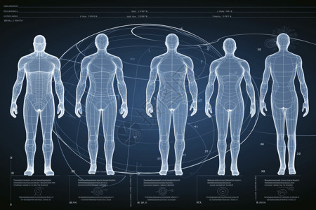 人体经络系统3D概念图背景图片