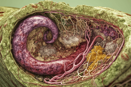 病变胰腺横截面3D概念图图片