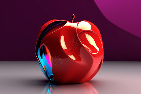 抽象金属发光艺术苹果3D概念图图片