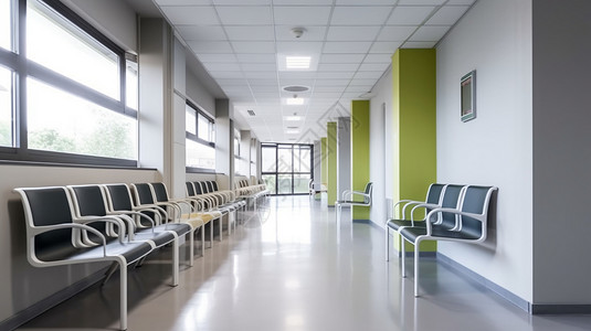 候诊区医院带椅子的走廊背景