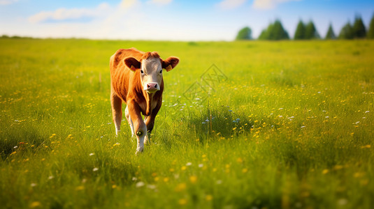 自由自在的草原小牛图片