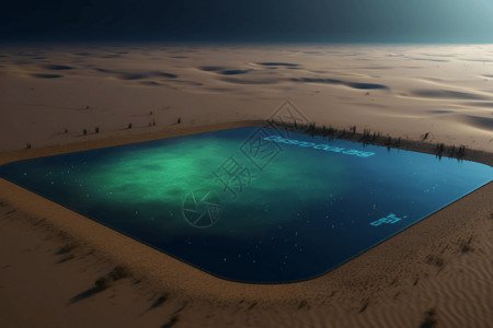沙漠中的绿色硅沙漠中的二极管绿洲抽象概念图设计图片