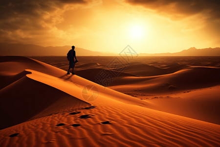 沙漠户外徒步背景图片