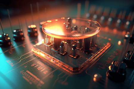 晶体管电子元件的电路板3D概念图图片