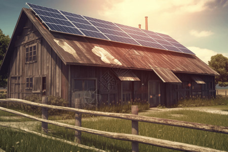 木屋的太阳能电池板图片