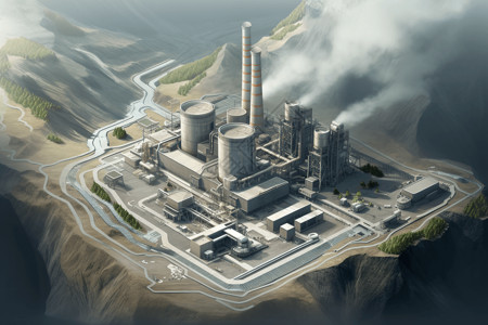 山上的地热发电厂图片
