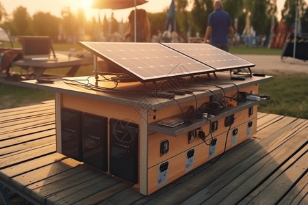 户外音乐节太阳能移动充电站设计图片