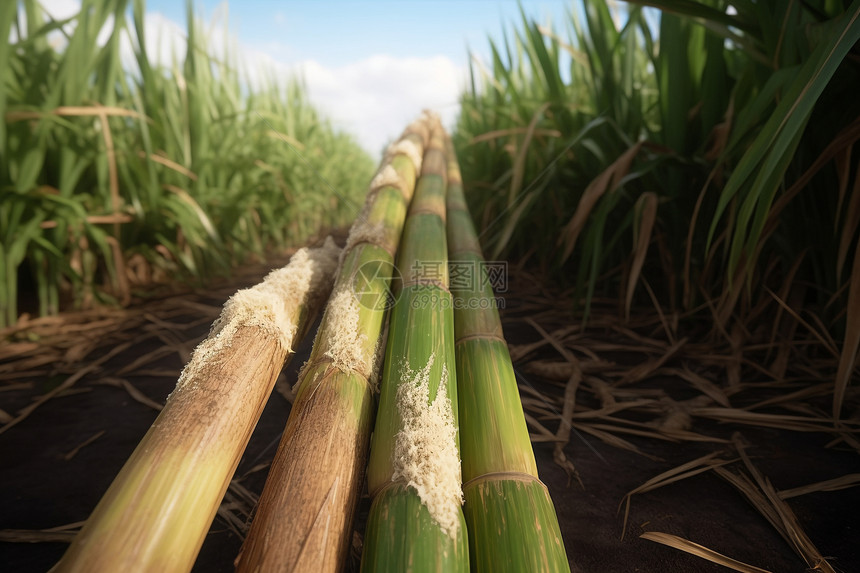 田地里的新鲜的甘蔗图片