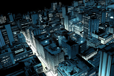 漫画风格的城市背景图片