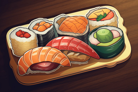 美味的寿司贴纸背景图片