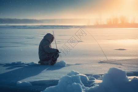 极限冰上钓鱼背景图片