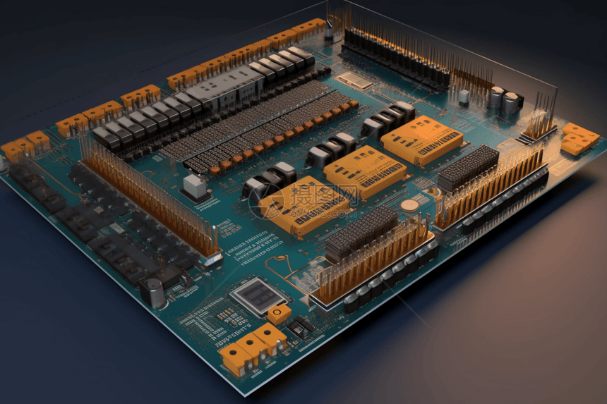 IC电路板内部组件的3D概念图图片