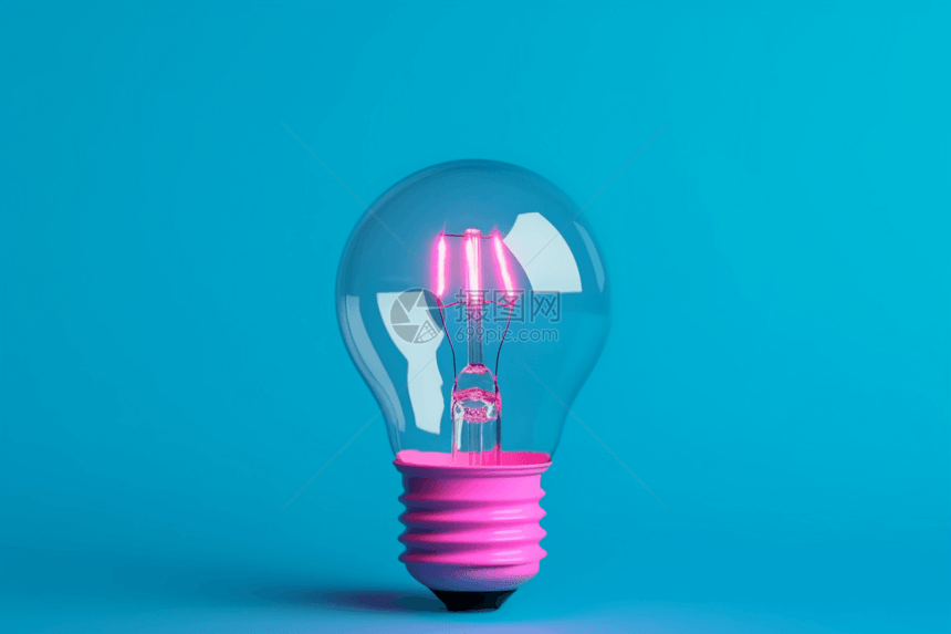 粉色灯泡创意3D概念图图片