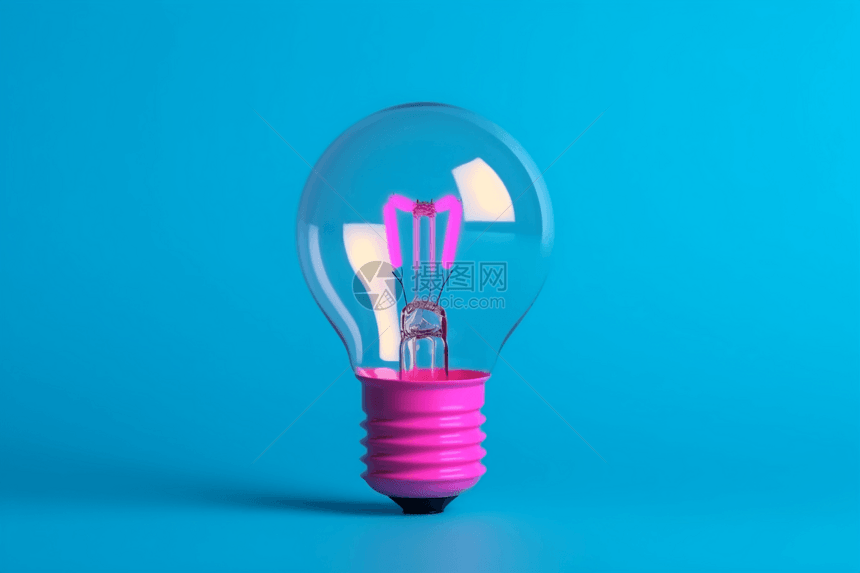 粉色灯泡创意概念图图片