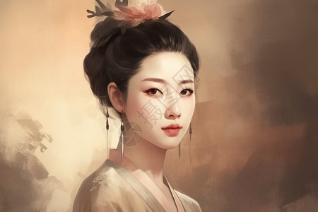 中国古装美女创意插画图片